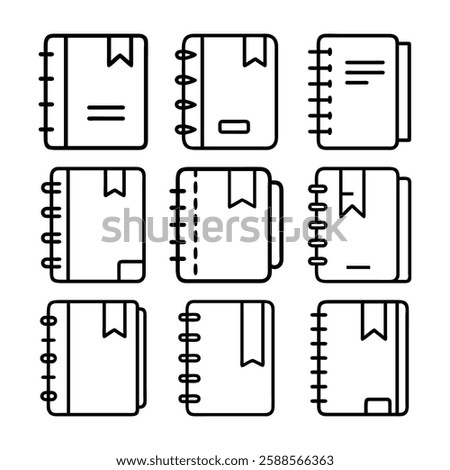 Spiral Binded Notebook Icon Design Line Art Flat Vector Illustration