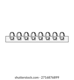Los anillos de encuadernación en espiral se presentan como un elemento gráfico aislado, que representa la papelería, los suministros de oficina y el concepto de organizar documentos, documentos o un horario