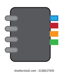 A spiral binding book with Colored flags - Stationary illustration - vector 