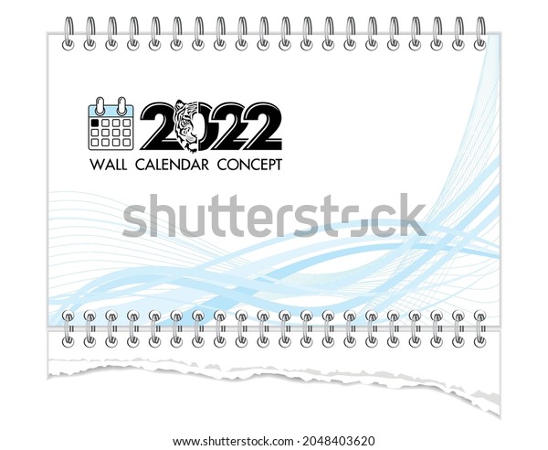 Spiral binding for sheets of paper for\
notebooks and calendars. 2022 hall calendar template. Vector on\
transparent background
