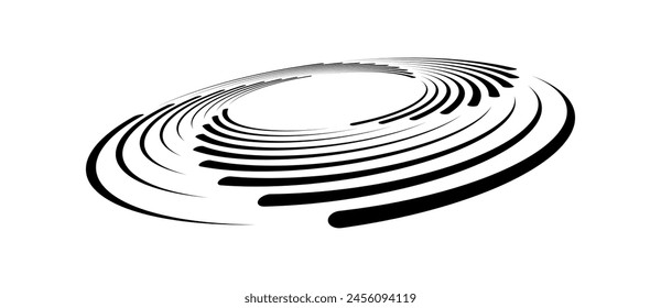 Spiral with black lines as dynamic abstract vector background or logo or icon. Abstract background with lines in circle. Artistic illustration with perspective on white background.