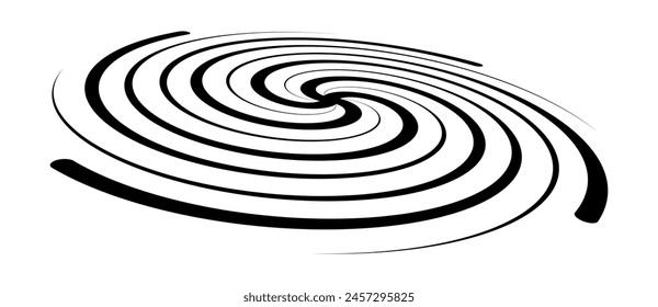 Spiral with black lines as dynamic abstract vector background or logo or icon. Abstract background with lines in circle. Artistic illustration with perspective on white background.