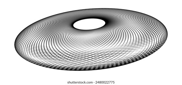 Spiral with black lines as dynamic abstract vector background or logo or icon. Abstract background with lines in spiral. Artistic illustration with perspective on white background.