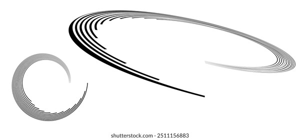 Espiral con líneas negras como fondo de Vector abstracto dinámico o logotipo o icono. Fondo Abstractas con líneas en círculo. Ilustración artística con perspectiva sobre fondo blanco.
