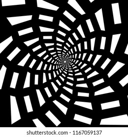 A spiral of black lines in the form of a spider web and a flower on a white background. Design element.