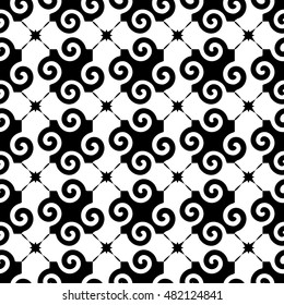 Spiral black seamless pattern. Fashion graphic background design. Modern stylish abstract texture. Monochrome template for prints, textiles, wrapping, wallpaper, website. VECTOR illustration