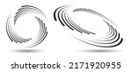 Spiral with black speed lines as dynamic abstract vector background or logo or icon. Artistic illustration with perspective on white background.