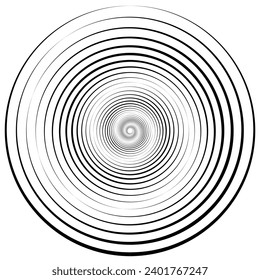 Spiral with black speed lines as dynamic abstract vector background or logo or icon. Artistic illustration with perspective on white background. lines modern