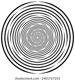 Spiral with black speed lines as dynamic abstract vector background or logo or icon. Artistic illustration with perspective on white background. circle arts wave  arts