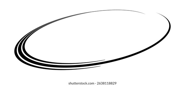 Spiral with black speed lines as dynamic abstract vector background or logo or icon. Artistic illustration with perspective on white background.