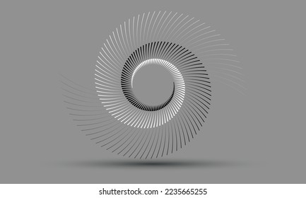 Spiral with black and white colors lines as dynamic abstract vector background or logo or icon. Yin and Yang symbol.