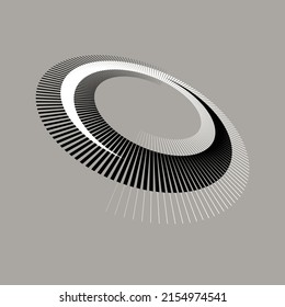 Spiral with black and white lines as dynamic abstract vector background or logo or icon. Yin and Yang symbol. Hypnotic illustration with perspective on black background.