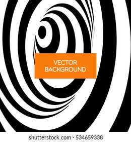 Spiral black and white lines vector abstract background