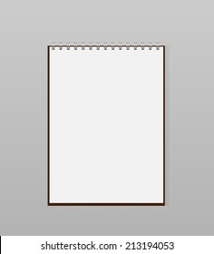 Spiral blank notebook isolated on white background, vector illustration