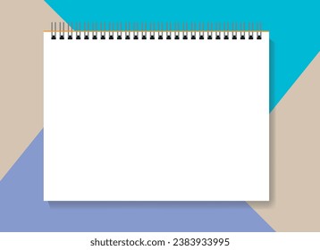 Spiral blank open notebook, closed white open book vector.