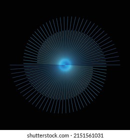 Spiral with blue lines as dynamic abstract vector background or logo or icon. Yin and Yang symbol.