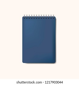 Spiral blue notebook mockup isolated vector