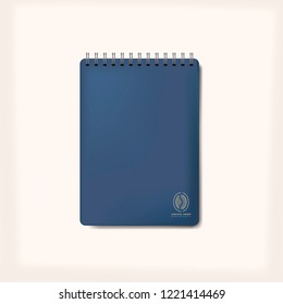 Spiral blue notebook mockup isolated vector