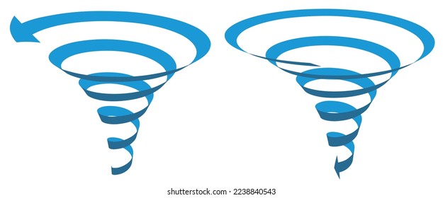 Spiral blue ribbon arrow up and down Vector illustration