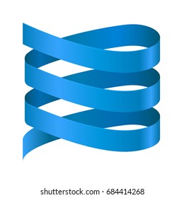 Spiral blue ribbon. Vector 3d illustration isolated on white background