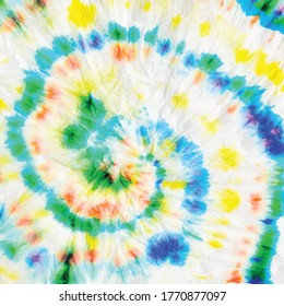 Spiral Blur. Circle Rainbow Swirl. Multi Swirl Watercolor. White Stripe Tye Dye. Tie Dye Multi Hippie. Hippie Colorful Hippy. Psychedelic 1960s Tie Dye. Vector Dyed Print. Vector Old Background