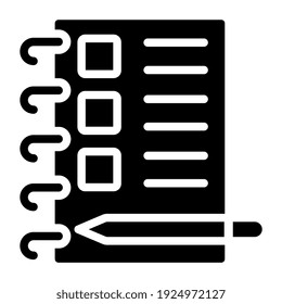 Libro espiral con lápiz, icono de bloc de notas