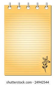 Spiral bound empty orange notepad with flower pattern