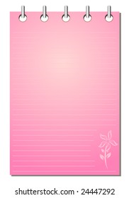  Spiral bound empty pink notepad with flower pattern