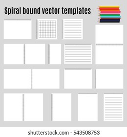 Spiral bound horizontal notepads and pencil. Childish album for artwork, education and drawing. Template set or mock up collection. Easy to place your image on the cover.Top view.
