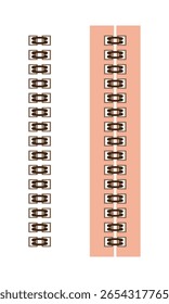 Spiral Bound Notebook Binding Pattern Border Detail, Vector Illustration, Easy to Use and change Color.