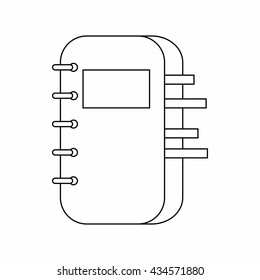 Spiral bound notepad icon, thin line style