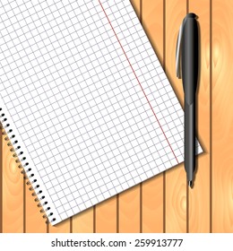 Spiral bound notepad. Vector template. Easy to place your image on the cover.Top view.
