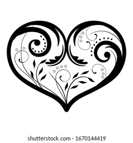 spiral branches created heart shape, vector