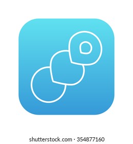 Spiral bread line icon for web, mobile and infographics. Vector white icon on the blue gradient square with rounded corners isolated on white background.