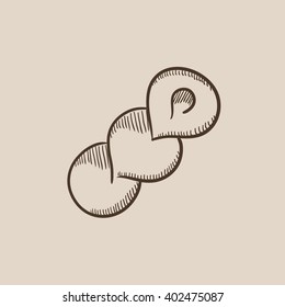 Spiral bread sketch icon.