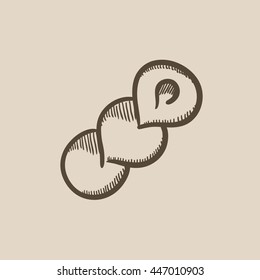 Spiral bread vector sketch icon isolated on background. Hand drawn Spiral bread icon. Spiral bread sketch icon for infographic, website or app.
