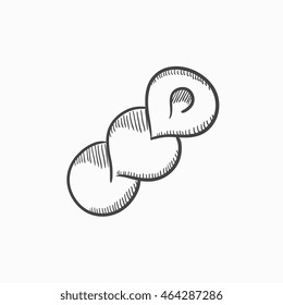 Spiral bread vector sketch icon isolated on background. Hand drawn Spiral bread icon. Spiral bread sketch icon for infographic, website or app.