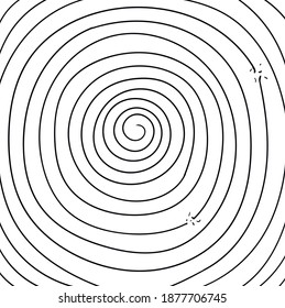 La espiral se rompe en dos lugares.