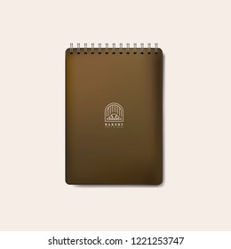 Vector aislado de mockup de bloc de notas marrón espiral
