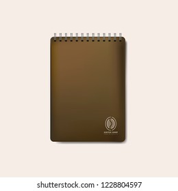 Spiral brown notebook mockup isolated vector