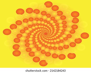espiral de burbujas naranja y amarillo