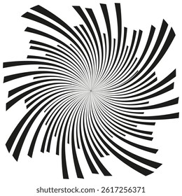 Spiral burst effect. Abstract rotating rays. Dynamic speed motion. High energy vortex.