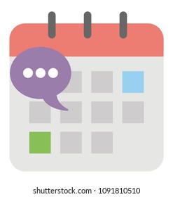 
A spiral calendar with chat bubble concept of date reminder 
