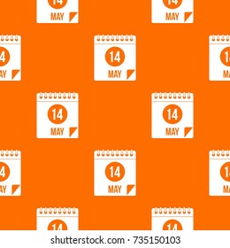 Spiral calendar page, 14th of May pattern repeat seamless in orange color for any design. Vector geometric illustration