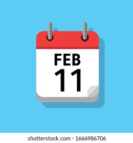 Spiral calendar page with date - 11th of February.