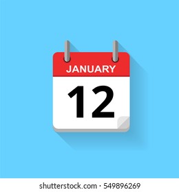 Spiral calendar page with date - 12th of January.