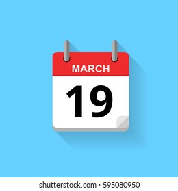 Spiral calendar page with date - 19th of March.