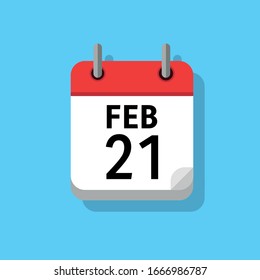 Spiral calendar page with date - 21st of February.
