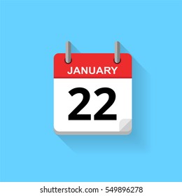 Spiral calendar page with date - 22nd of January.