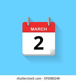 Spiral calendar page with date - 2nd of March.